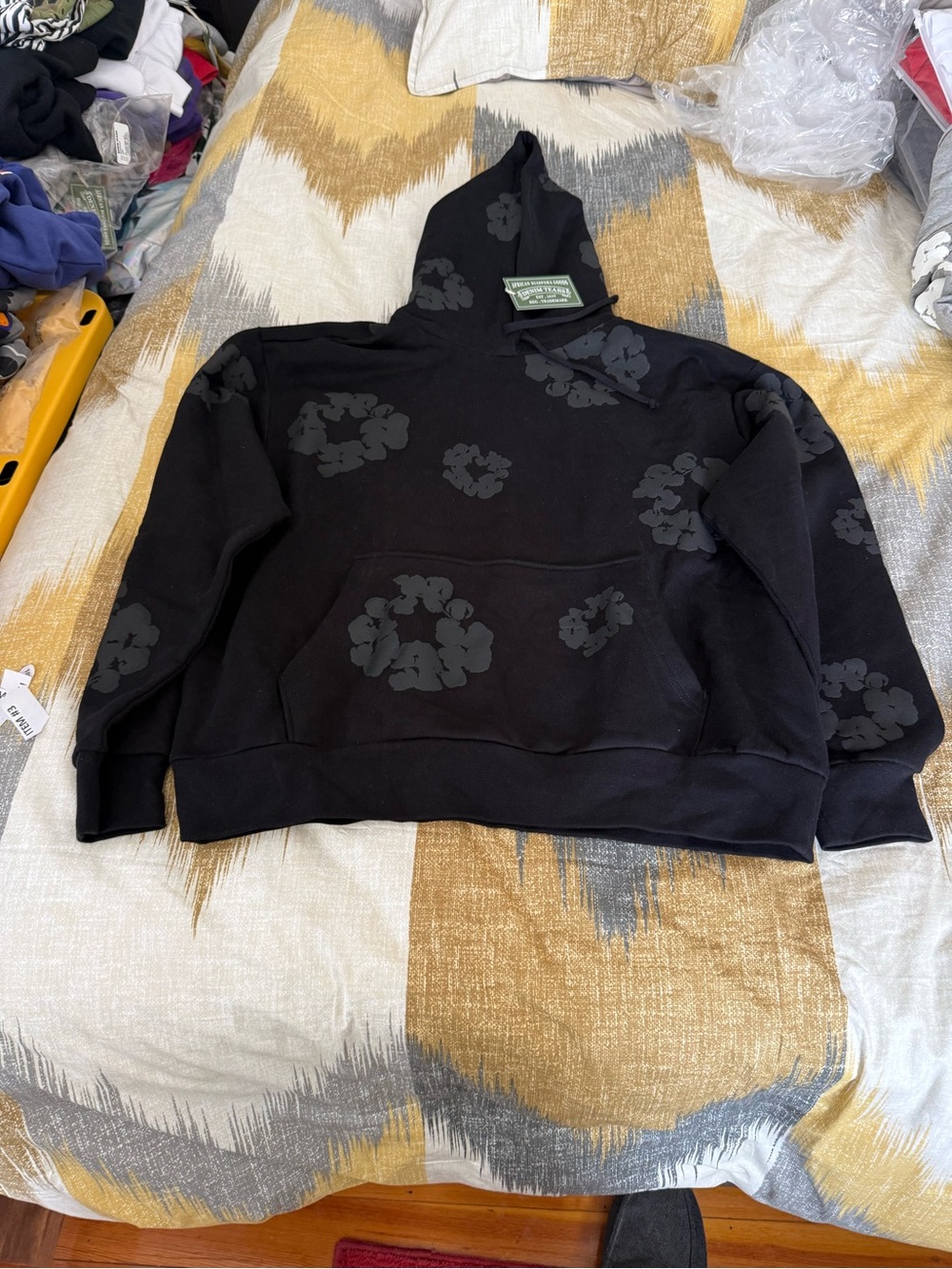 Denim Tears Mono Chrome Black Men’s Fleece Hoodie size M